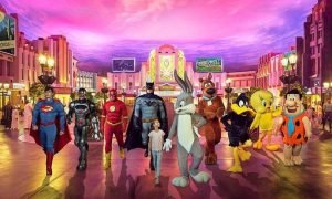 Superman Flying By An Etihad Aircraft Over Warner Bros. World™ Yas Island, Abu Dhabi!