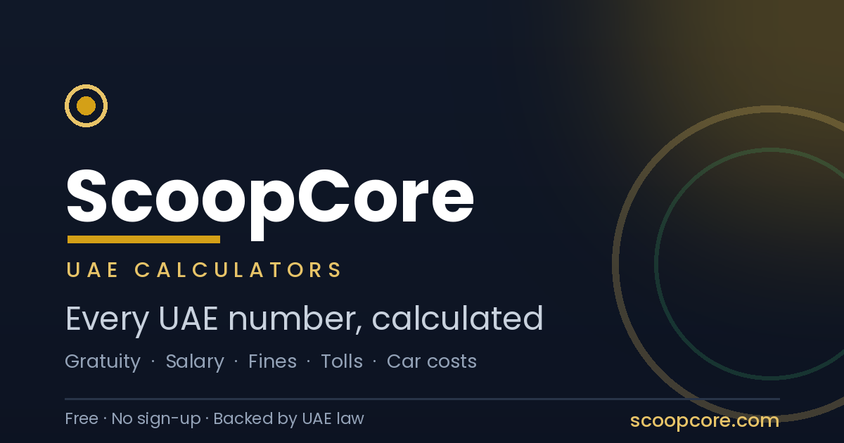 ScoopCore UAE Calculators - free calculators for gratuity, salary, fines and tolls